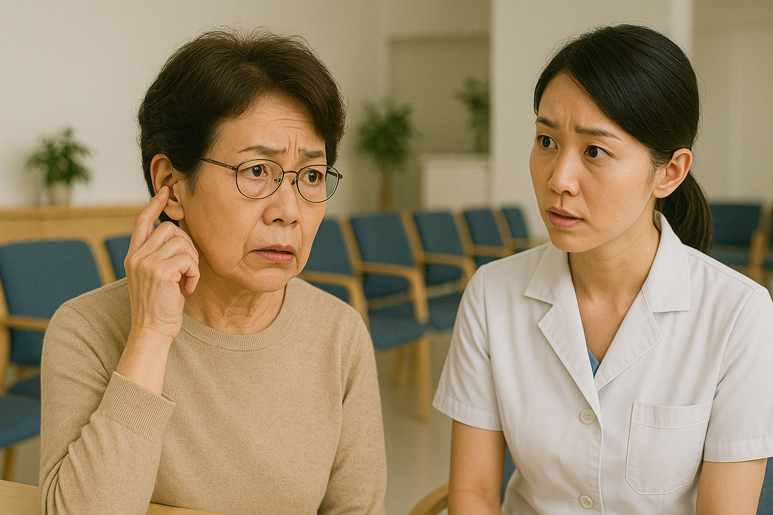 病院や役所で呼び出しを聞き逃す様子のイラスト